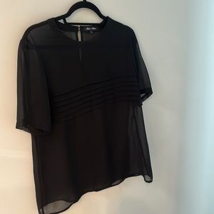 Anthropologie Alex and Alex sheer black chiffon t with pleated bust